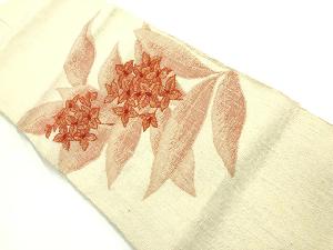 アンティーク　手織り紬花模様織出し名古屋帯